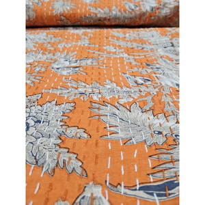 Edredón Kantha de algodón con estampado Floral Vintage indio hecho a mano, Sábana de invierno vibrante, estilo de armario decorativo, ropa usada - Product Image 3