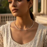 Collier ras du cou minimaliste en argent sterling 925 - Bijoux tendance