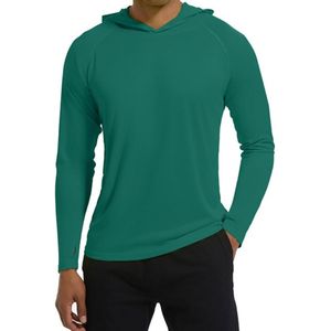 Camisas con capucha de compresión de secado rápido para hombres negros, camiseta de entrenamiento transpirable para correr en el gimnasio al aire libre - Product Image 6