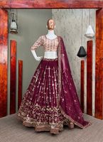 Collection exclusive de vêtements de créateurs : Lehenga Choli en soie Georgette avec broderie de sequins, tenue de mariage traditionnelle indienne, Dupatta