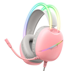 Casque de jeu filaire ONIKUMA X33 rose avec éclairage RGB, haut-parleur de 50 mm, suppression du bruit, <span class=keywords><strong>écouteurs</strong></span> <span class=keywords><strong>filaires</strong></span> - Product Image 2