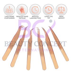 Rose Gold Curved Dolphin Volume Boot & Slight Curved Eyelash Extension Newest Premium Product Grafted Tweezers - Product Image 4