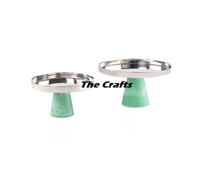 Two Different Size Cake Stand In Stainless Steel And Resin <b>Dessert</b> Cake Serving Stand For Kitchen Accessories - Product Image 2