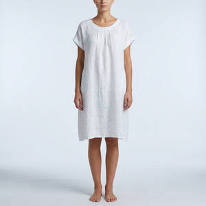 Túnica Corta de Manga Corta con Botones y Bolsillos en 100% Lino - Product Image 2