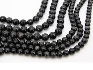 Collier en cristal naturel, perles d'obsidienne noire lisses, pierre rouge polie, bijoux en pierres précieuses, brin lâche, grossiste, pierre précieuse pour la guérison - Product Image 3