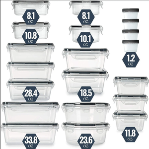 20 PCS Clear Plastic Wieder verwendbarer Food Prep <span class=keywords><strong>Organizer</strong></span> Aufbewahrung behälter für Lebensmittel mit Deckel für den Kühlschrank zur Zubereitung von Mahlzeiten, Gefrier schrank sicher - Product Image 3