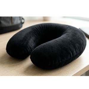 Custom Logo Memory Foam Travel <b>Neck</b> <b>Pillow</b> U-Shaped Ergonomic Airplane Head Support Portable Black Sleeping Camping Bed - Product Image 3