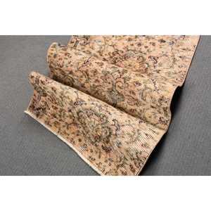 Vintage Rug, 1.8x3.2 ft Turkish Rug, <b>Brown</b> Green Ombr <b>Wool</b> Rug - Product Image 4