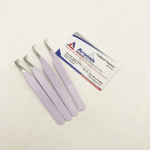 Pinzas profesionales de Extensión de pestañas de acero inoxidable púrpura 90 grados logotipo personalizado punta puntiaguda de agarre de diamante sostenible - Product Image 2