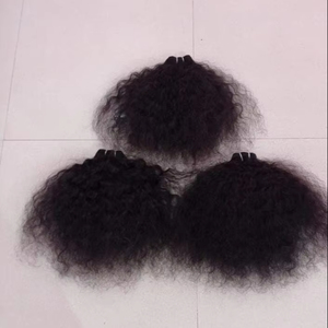 Máquina de paquetes de cabello humano de templo indio crudo Proveedor ondulado de doble trama Extensiones de cabello humano indio rizado sin procesar 100% - Product Image 1