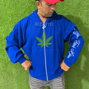 Venta al por mayor de ropa de calle de invierno con impresión personalizada y cremallera de doble cremallera polar peso pesado sudaderas con capucha para hombre nuevo último diseño - Product Image 1