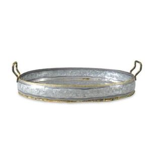 Grand plateau de service de nourriture galvanisé avec poignées en métal Design moderne fait à la main, durable et élégant pour les collations et les fêtes - Product Image 2