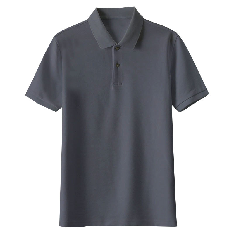เสื้อโปโลแขนสั้นสีพื้นสีเทาเข้ม