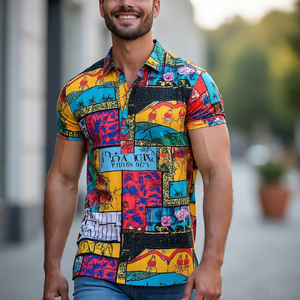 Sublimación de secado rápido transpirable de punto sólido para hombre para Polo de manga corta estilo de calle alta - Product Image 3