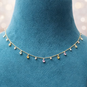 Collar Minimalista Hecho a Mano con Múltiples Piedras Preciosas en Plata de Ley 925 - Regalo de Aniversario para Mujer - Product Image 1