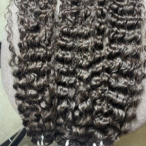 Extensions de cheveux naturels Remy vietnamiens 100 % non traités, bouclés crépus, tissage en dentelle à trame unique, longueur étirée 8-26 pouces - Product Image 1