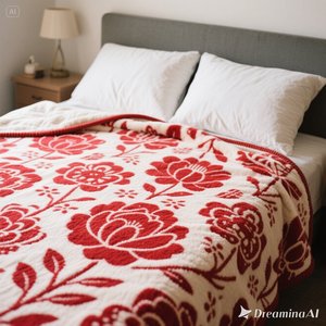 Manta polar suave floral roja Cozy Printed Throw Single Size - Product Image 1