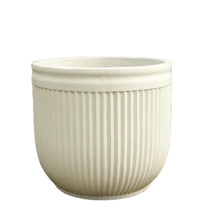 Wholesale Set of 3 large traditional concrete pots with luxurious design for garden decoration Made in Vietnam