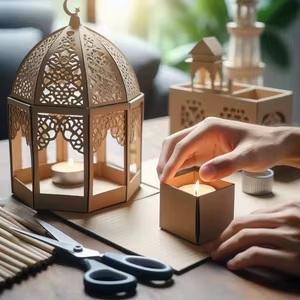 Elegante Lámpara de Metal para Ramadán con Intrincados Relieves, Luz Cálida de Vela, Perfecta para Decoración Festiva, Ambiente del Hogar y Regalos - Product Image 2