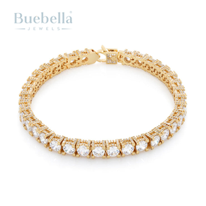 Men's Tennis <b>Bracelet</b> in 5mm 925 Sterling Silver with 14k <b>White</b> <b>Gold</b> Plating Elegant Moissanite Chain Design - Product Image 1