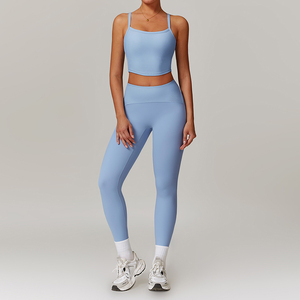Venta directa de fábrica, chándal de Fitness sin costuras, conjunto de Yoga de entrenamiento transpirable para mujer, sujetador sólido de talla grande XL XXL, estampado de cintura - Product Image 3