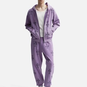 Ensemble survêtement homme en coton 100% de haute qualité, personnalisé avec des strass, pantalon de survêtement, sweat-shirt, jogging, streetwear, vente en gros - Product Image 1