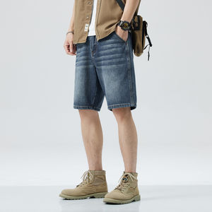 Men's Summer Casual Mid Woven Denim Shorts Gym Shorts Pattern Zipper Decoration Logo Drawstring Closure Breathable Quick Dry - Product Image 3