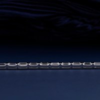 Bracelet tennis en diamants baguette cultivés en laboratoire, plaqué or blanc 14 carats, sertissage clos, diamants synthétiques