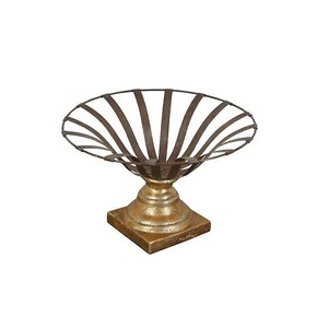 Cesta de fruta chapada en oro de Metal de decoración Cesta de fruta de Metal de hierro Producto más vendido Cesta de fruta de comida de forma personalizada - Product Image 1