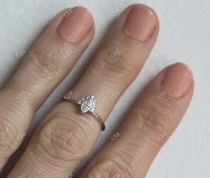 Precio al por mayor, anillo de moissanita de corte Marquesa certificado, oro amarillo de 18 quilates, medio Halo, anillos de boda de racimo, joyería hecha a mano para mujer - Product Image 4