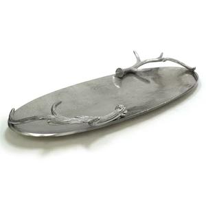 Plateau de service nickelé en acier inoxydable de luxe fantaisie de qualité supérieure avec poignée en bois pour les fêtes, les mariages, la décoration de noël - Product Image 3