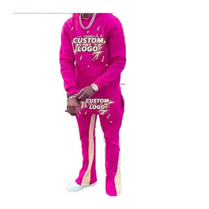 Ensemble de survêtement d'hiver pour homme : sweat à capuche personnalisé et pantalon de jogging empilé évasé en molleton 100% coton - Product Image 4