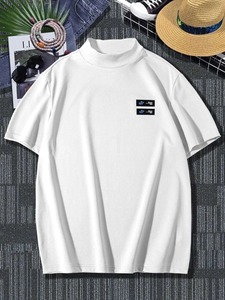 T-shirts personnalisés à logo, écologiques, à séchage rapide, à manches courtes, coupe ample, en polyester/coton, unis, légers, respirants, pour hommes - Product Image 2