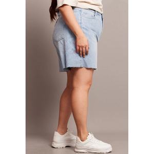 Short décontracté en jean pour femme taille haute ourlet brut fermeture éclair braguette grande taille non extensible décontracté respirant femme Shorts pas cher prix - Product Image 3
