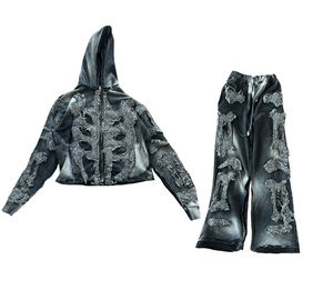 Custom Cut and Sew Vintage Streetwear Boxy <b>Cropped</b> 100% Cotton Distressed Acid Wash Oversize <b>Zip</b> <b>up</b> Hoodie - Product Image 5