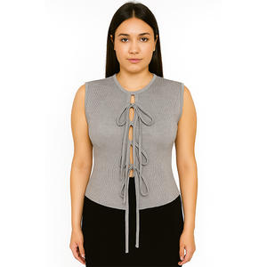 Top acanalado sin mangas con cordones - Product Image 1