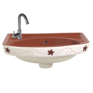 Lavabo con estampado de flores blancas y azules Diseño simple moderno Gabinete de tocador de baño montado en la pared Fregadero de cerámica - Product Image 6