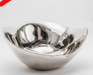 Bol de service de nourriture et de salade en acier inoxydable en métal fini doré de forme ronde pour restaurant et bar d'hôtel - Product Image 5