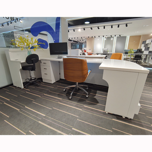 Mostrador de Recepción en Forma de L, Moderno, con Chapa de Madera Natural Blanca, Panel Superior de MDF, Personalizable para Oficina Comercial - Product Image 5