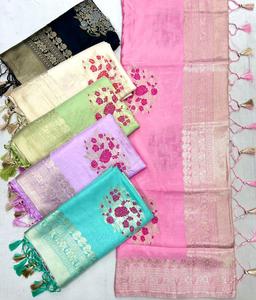 Saree de tissage de métier à tisser à la main souple avec fleur et zari, parfait pour toutes les occasions - Product Image 3