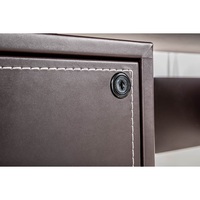 Bureau assis-debout moderne Bari gauche en bois brun 220x85x75cm 153kg Jet-Line pour adulte, idéal pour le bureau, la maison et l'école