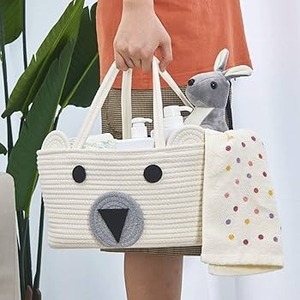 Cesta de almacenamiento con diseño de oso de algodón hecho a mano de la mejor calidad, organizador de animales adorables para niños, guardería y habitación de bebé - Product Image 2