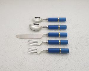 Ensemble de couverts en acier inoxydable avec manche en résine transparente effet bois craquelé, accessoires de cuisine pour restaurant - Product Image 5