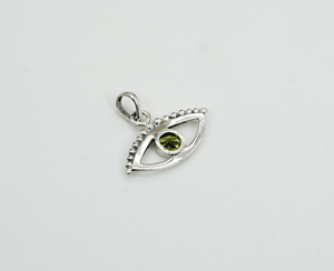 925 argent sterling massif à facettes péridot vert mois d'août pendentif style oeil de naissance - Product Image 3