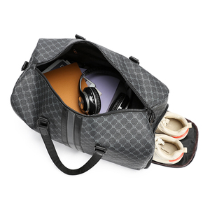 Grand sac de voyage pour hommes avec logo personnalisé sac de voyage en cuir PU sac de week-end sac de rangement individuel pour chaussures de luxe de haute qualité - Product Image 5