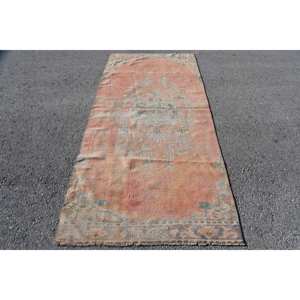 พรมขนสัตว์วินเทจทำด้วยมือสีส้มสีเขียวขนาด3.7x8.1ฟุตสี่เหลี่ยมผืนผ้าสำหรับห้องนั่งเล่นห้องนอนที่มีความหนา10มม - Product Image 1