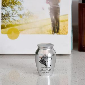 ฮ็อกกี้น้ำแข็งส่วนบุคคลโกศขนาดเล็กสำหรับมนุษย์ขี้เถ้าของที่ระลึกของขวัญสำหรับโกศสำหรับขี้เถ้าของมนุษย์ในความทรงจำที่กำหนดขนาดเองเงิน - Product Image 4