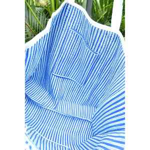 Bolso Tote de Algodón Acolchado con Estampado Bohemio de Loto Azul, Hecho a Mano, Ligero, de Gran Capacidad, con Forro de Algodón - Product Image 2