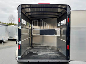 Maverick Enclosed Horse <b>Trailer</b> Dual Axle Black With Silver Panels Side Door Access - Product Image 3