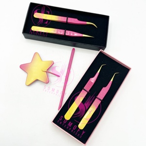 Pince à épiler à pointe de fibre de 45 degrés de haute qualité pince à épiler d'extension en métal en acier inoxydable vente en gros durable - Product Image 2